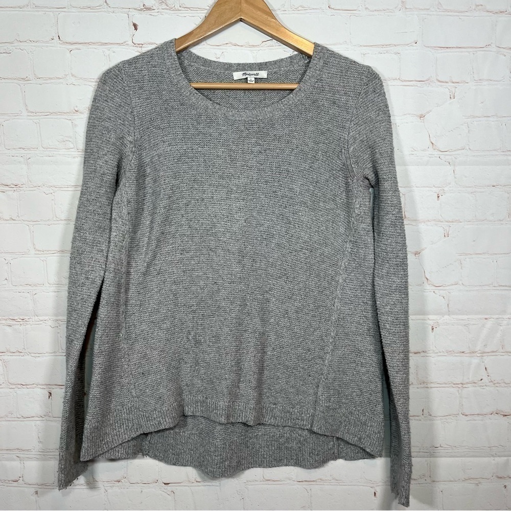 Madewell Sweater Womens Small Gray Riverside Texture Pullover Waffle Knit